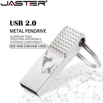JASTER Брелок Металлический Серебристый USB Флэш-Накопитель 4 ГБ 8 ГБ 16 ГБ 32 ГБ 64 ГБ Флэш-диск Реальной Емкости 2.0 С Пользовательским ЛОГОТИПОМ Оптом