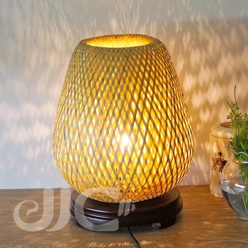 JJC Bamboo Products Настольная лампа ручной работы, Прикроватная Тумбочка для спальни, Лампа с регулируемой Яркостью, Теплая Ночная лампа в стиле японской Юго-Восточной промышленности