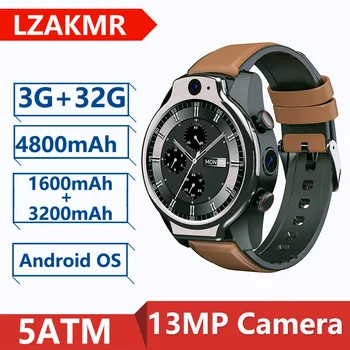 LZAKMR S10 5ATM Водонепроницаемые 4G Смарт-Часы Мужские Wifi Android OS SIM 13MP Камера GPS Приложение Видеочат 32G 1600mAh Большая Батарея мужские
