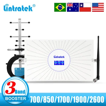 Lintratek 3-Полосный Усилитель сотовой связи B28 700 850 1700 1900 2600 МГц B5 B7 LTE 2G 3G 4G Усилитель Сигнала мобильного телефона Ретранслятор 70 дБ