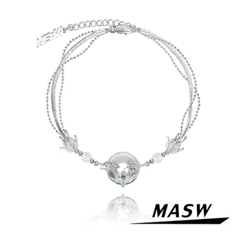 MASW Оригинальный дизайн, роскошные ювелирные изделия, китайский стиль, Многослойный высококачественный Стеклянный браслет с цветочным узором для женщин, подарок для вечеринки