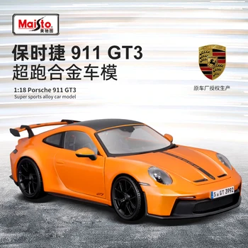 Maisto 1:18 2022 Porsche 911 GT3 лимитированная Модель Автомобиля из оранжевого Сплава Классическая Статическая Литая Модель Коллекция Подарков Игрушка В подарок