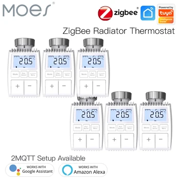 Moes Tuya ZigBee3.0 Клапан привода радиатора Умный Термостат Регулятор температуры Внешний датчик TRV Голосовое управление Alexa