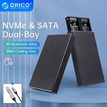 ORICO ssd nvme m2 Алюминиевый корпус SSD nvme m2 с двумя отсеками USB3.1 Gen2 10 Гбит/с Для M Key M & B Key NVMe PCIe SSD с охлаждающим жилетом