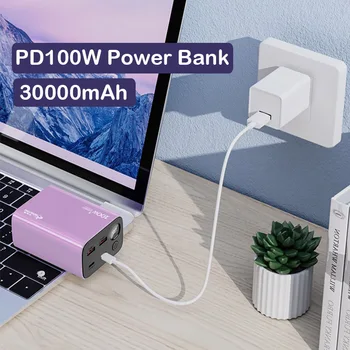 PD100W Power Bank 30000mAh Type C PD Быстрая зарядка Powerbank портативный аварийный источник питания для ноутбука Xiaomi iPhone HUAWEI