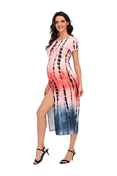 Premama Повседневные платья в полоску с градиентом, Летняя одежда для беременных, Модное платье Макси для беременных, платье для кормления грудью
