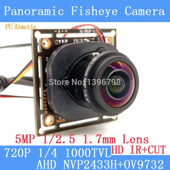 Pu'Aimetis 1.0MP Панорамная Камера Рыбий Глаз 360 Градусов Обзора 720P AHD Камера ИК-Кабель ODS/BNC