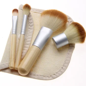 RONSLORE 4 шт. Бамбуковые кисти для макияжа, косметическая кисть для основы, кисть для макияжа, кисть для пудры для лица, косметический инструмент с сумкой
