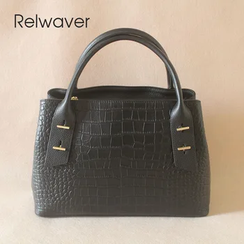 Relwaver сумка из коровьей кожи с крокодиловым узором, сумка через плечо из натуральной кожи для женщин 2023, осенне-зимняя женская сумка для поездок на работу