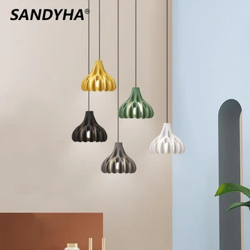 SANDYHA Современный минималистичный подвесной светильник Macaron Led, Креативная Прикроватная тумбочка для спальни, Маленькая люстра для столовой, настольная лампа для декора