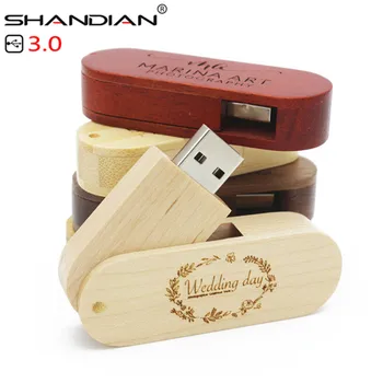 SHANDIAN USB 3,0 бесплатный пользовательский логотип деревянный портативный USB Флэш-накопитель 4 ГБ 8 ГБ 16 Г 32 ГБ 64 ГБ Memory stick U Dick свадебные подарки