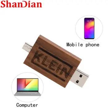 SHANDIAN Бесплатная Флешка с Пользовательским Логотипом 64 ГБ USB 2,0 32 ГБ Деревянный OTG U Диск 16 ГБ Флэш-накопитель 8 ГБ Смартфон Планшетный ПК Memory Stick