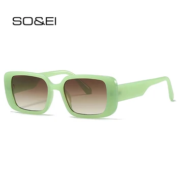 SO & EI Модные Квадратные Солнцезащитные очки Женские Ретро Желеобразные цвета, оттенки очков UV400, мужские трендовые градиентные солнцезащитные очки
