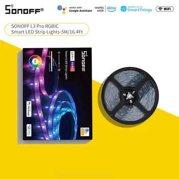 SONOFF L3 Pro RGBIC Умные светодиодные ленты, 5 М/16,4 Фута, Wifi Умные светодиодные ленты, несколько цветов одновременно, музыкальный Режим