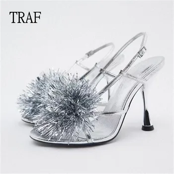 TRAF/ Женские Босоножки на каблуке; Коллекция 2022 года; Летние Элегантные женские туфли на высоком каблуке; Пикантные Вечерние туфли для выпускного вечера на высоком Каблуке; Дизайнерская Роскошная Обувь