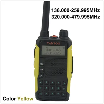 TX и RX как от 136.000-259.995 МГц, так и от 320.000-479.995 МГц, двухдиапазонное FM-портативное двустороннее радио YANTON GT-03 Желтого цвета.