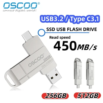 USB 3.2 Флэш-накопители TYPE-C 256 ГБ 512 ГБ С 3D TLC Nand Flash Pendrive Memory Stick Высокоскоростная USB-вспышка Для портативных ПК