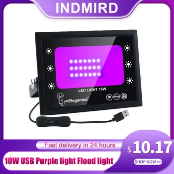 USB Фиолетовый световой прожектор 10 Вт Высокой яркости IP66, Водонепроницаемый наружный мини-прожектор, Настенные ворота, Гаражный Садовый светильник