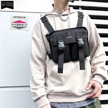 VC Простой Однотонный жилет Унисекс, Модная мужская нагрудная сумка в стиле хип-хоп, Уличная одежда, Тактические сумки для снаряжения, Функциональный карман для пули для мужчин