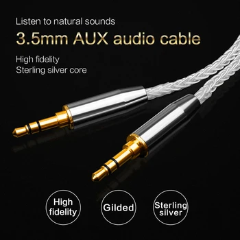 YYAUDIO Чистый серебряный кабель для обновления наушников Аудиокабель Hi-Fi 3,5 мм Аудио AUX Кабель Монокристаллический медный посеребренный провод
