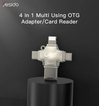 Yesido Многофункциональный Кардридер 4 в 1 Type-C /Lightning / Micro USB/USB 3.0 All in 1 Micro SD Reader для iPhone 14 13 12 Xiaomi