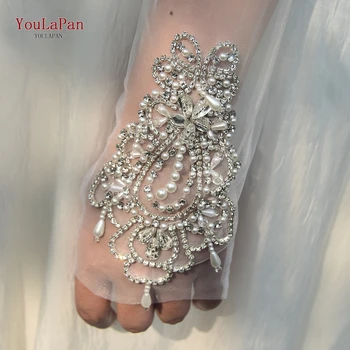 YouLaPan M29 роскошная элегантность, тяжелая промышленность, свадебные мягкие марлевые жемчужно-стразовые перчатки без пальцев, сверкающие аксессуары