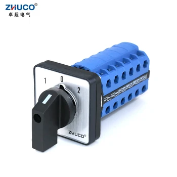 ZHUCO SZW26/LW26-20 1-0-2 6 Фазный 20A 660V 64X64 48X48 мм Универсальный Поворотный Переключатель Для Монтажа на панель Переключатель управления Переключением