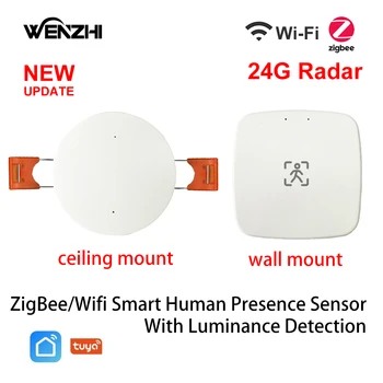ZigBee Wifi 24G mmWave Радар Присутствия человека Датчик движения С Определением яркости/расстояния 5/110/220 В Tuya Smart Life Home DIY