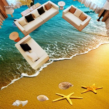 beibehang пляж морская звезда дельфины 3D Обои для пола в ванной papel Водонепроницаемая фреска Фото 3D обои для пола