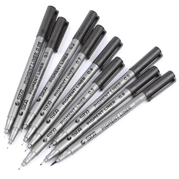 sta маркерная ручка с различными размерами наконечников, черный пигментный вкладыш на водной основе для рисования, принадлежности для рукописного ввода, канцелярские принадлежности