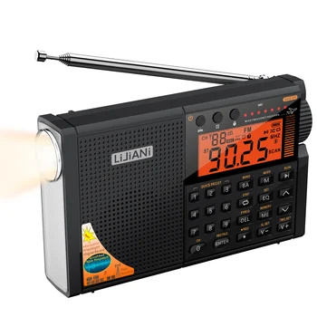 Авиационное радио в Воздушном/УКВ/AM/FM/SW/Погодных диапазонах на Транзисторе с Bluetooth/TF-картой/Фонариком, MP3-плеером, Цифровой записью, Сигнализацией Clo