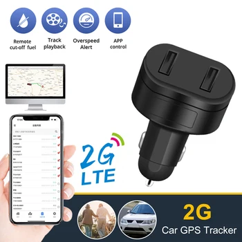 Автомобильный GPS-трекер 4G / 2G, зарядное устройство с двойным USB-выходом, Мини-локатор 12V, устройство слежения в режиме реального времени, онлайн-бесплатное приложение, 180 дней хранения записей