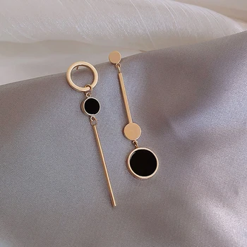 Асимметричный Корейский стиль Популярный Дизайн Длинные Серьги Полый Круг Металлический Шар boucles d'oreilles pendantes