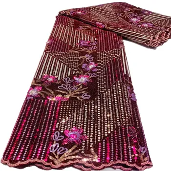 Африканская Кружевная ткань 2021, Высококачественная Кружевная ткань с Пайетками, Вышитая в Нигерийском стиле, Кружевная ткань Для свадебного платья CD71-97