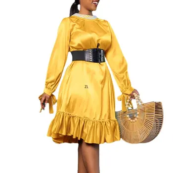 Африканские платья с оборками для женщин 2023, Элегантные Офисные женские Комбинезоны с длинным рукавом, Анкара, Дашики, Африканская одежда, Вечернее платье