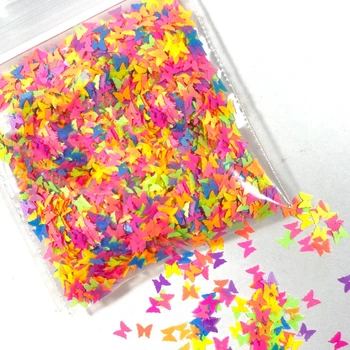 Бабочки, блестки, 50 г, 5 мм, дизайн ногтей, бабочки в форме конфетти, Бабочки, блестки, бабочки, радуга, неоновые бабочки, блеск
