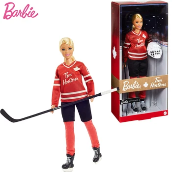 Барби Оригинальная Фирменная кукла Барби Тима Хортонса, Одетая В Хоккейную форму Хоккеиста, Коллекционная игрушка, Подарок на День рождения для девочек GHT51