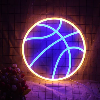 Баскетбольные Неоновые Вывески Basketball Led Neon Light Настенные Неоновые Светильники Крутая Неоновая Вывеска для комнаты, Спальни, Вывески магазинов, Подарок для детей, USB LED