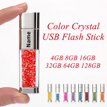 Бесплатное Пользовательское имя ЛОГОТИП Металлический Кристалл Цветной Гравий USB2.0 Флэш-накопитель 4 ГБ 8 ГБ 16 ГБ 32 ГБ 64 ГБ 128 ГБ Memory Stick