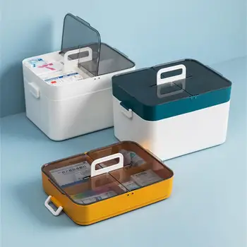 Бытовая детская Портативная медицинская коробка, двухслойная многофункциональная разделительная коробка для оказания первой помощи, простая коробка для хранения большой емкости