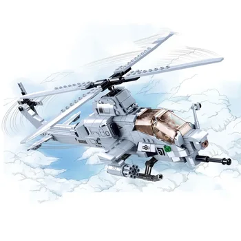 Военный Король моделей Jaeger AH-1Z VIPER Gunship Вооруженный Вертолет Истребитель Строительные Блоки Комплект Кирпичей Классическая модель Детские Игрушки