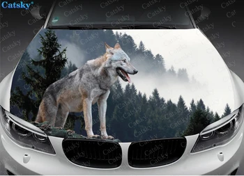 Волк животное король волков наклейка на капот автомобиля с изображением льва, виниловая наклейка на капот, полноцветная графическая наклейка, изготовленная на заказ для любого автомобиля