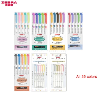 Все 35 цветов Оригинальный Японский маркер ZEBRA Mildliner Twin Tip Highlighter WKT7 Twin Tip Markers Канцелярские принадлежности для студентов