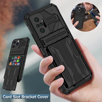 Гибридный Бронированный Противоударный Чехол Для Телефона Redmi Note 10 10S 9T POCO M3 X3 NFC Pro 5G 9A 9 Слот для карт Кронштейн Подставка Держатель Задняя Крышка