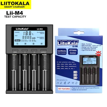 Горячая LiitoKala Lii-M4 18650 ЖК-дисплей Универсальное Умное зарядное устройство Тест емкости для 3,7 В 1,2 В 26650 18650 21700 18500 AA AAA 4 слота