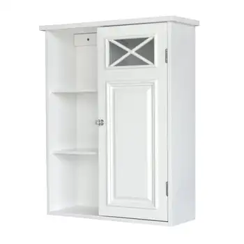 Деревянный настенный шкаф с поперечным литьем, белый