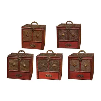 Деревянный ящик для хранения в китайском стиле ретро с зеркалом, органайзер для ювелирных изделий, коробка для ключей