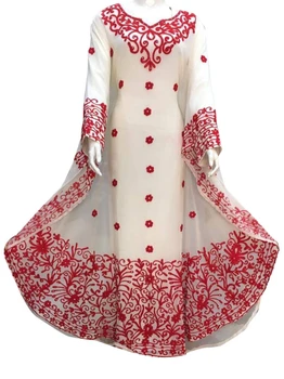 Длинное платье из Жоржета, Красное Марокканское платье Фараша, вечернее платье, Арабское платье