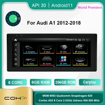 Для Audi A1 2012-2018 10,25 дюймов автомобильный радиоприемник Android 11 1920*720 8 ГБ ОЗУ 256 ГБ ПЗУ Автомобильный Мультимедийный плеер Android навигация