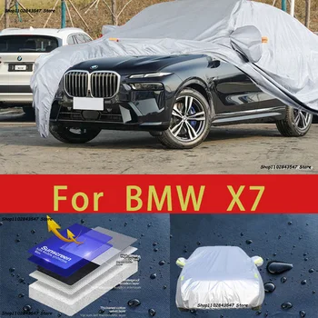 Для BMW X7 Наружная защита, полные автомобильные чехлы, Снежный покров, Солнцезащитный козырек, Водонепроницаемые пылезащитные внешние автомобильные аксессуары